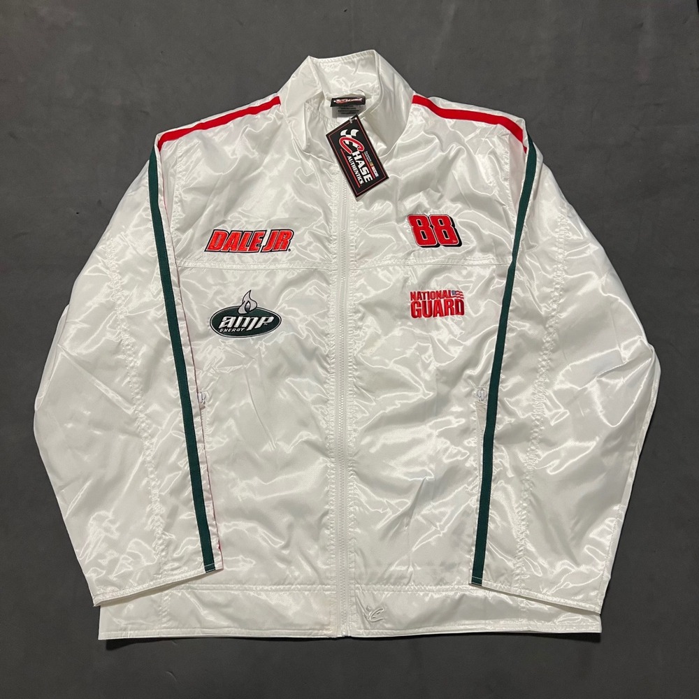 NWT NASCAR Dale Jr AMP‎ National Guard Chase Authentics Jacket Mens Large White